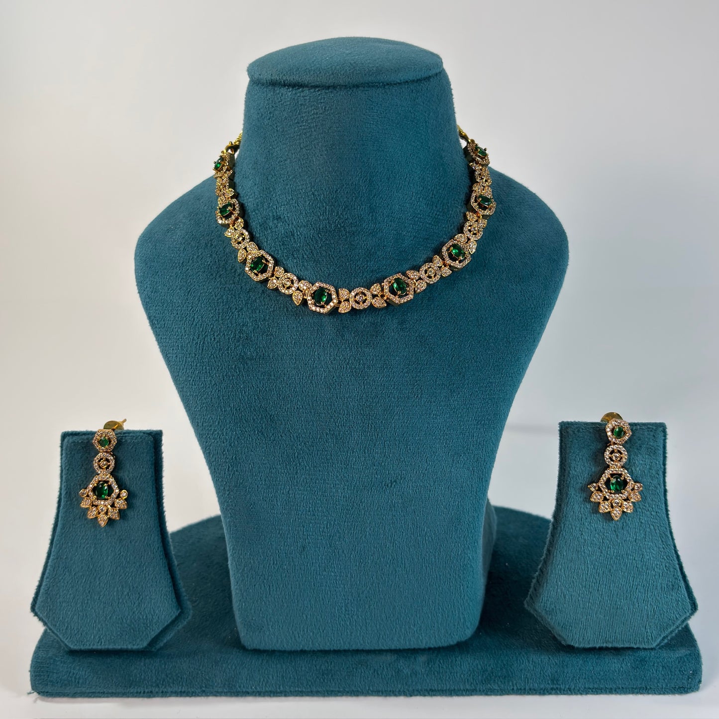 Gold plated American Diamond necklace set