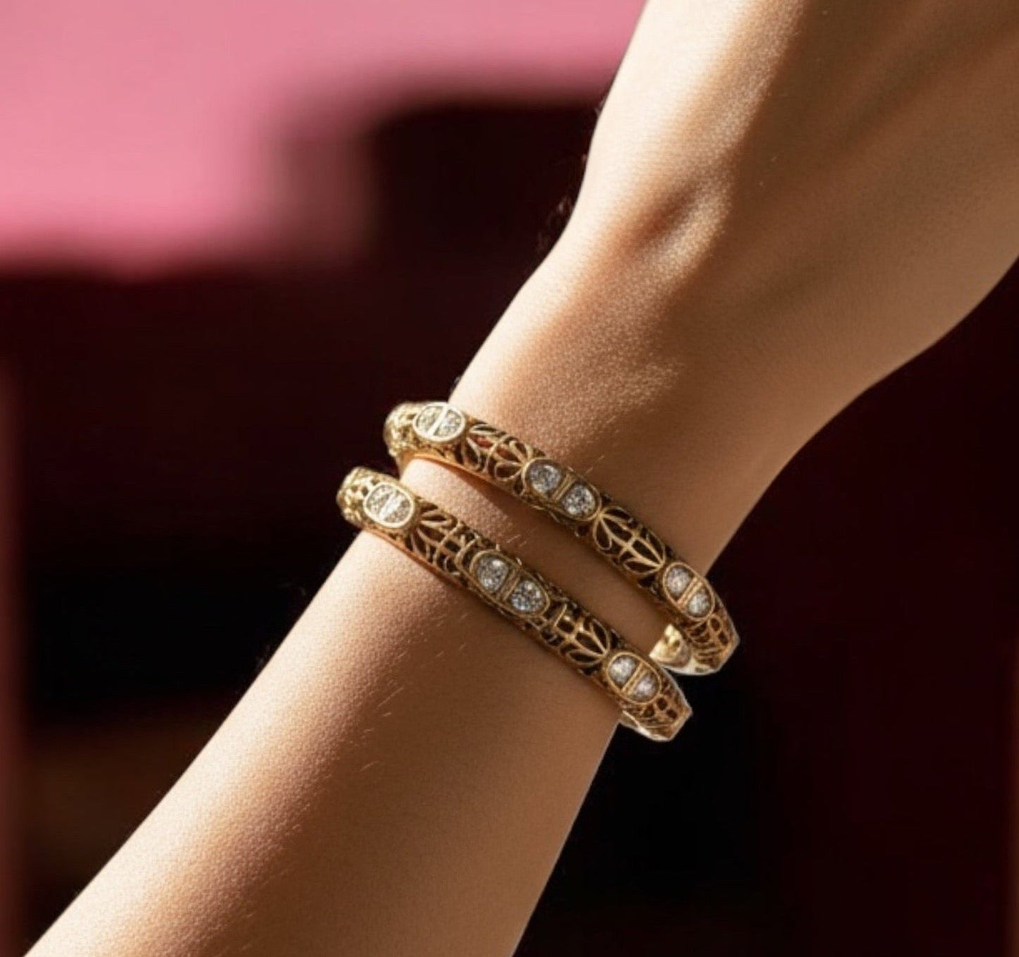 Gold plated kundan bangles