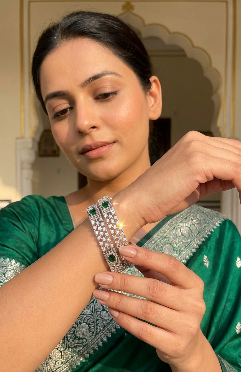 Silver American Diamond bangles