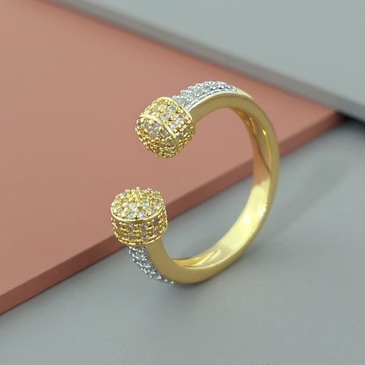 2tone American Diamond adjustable ring