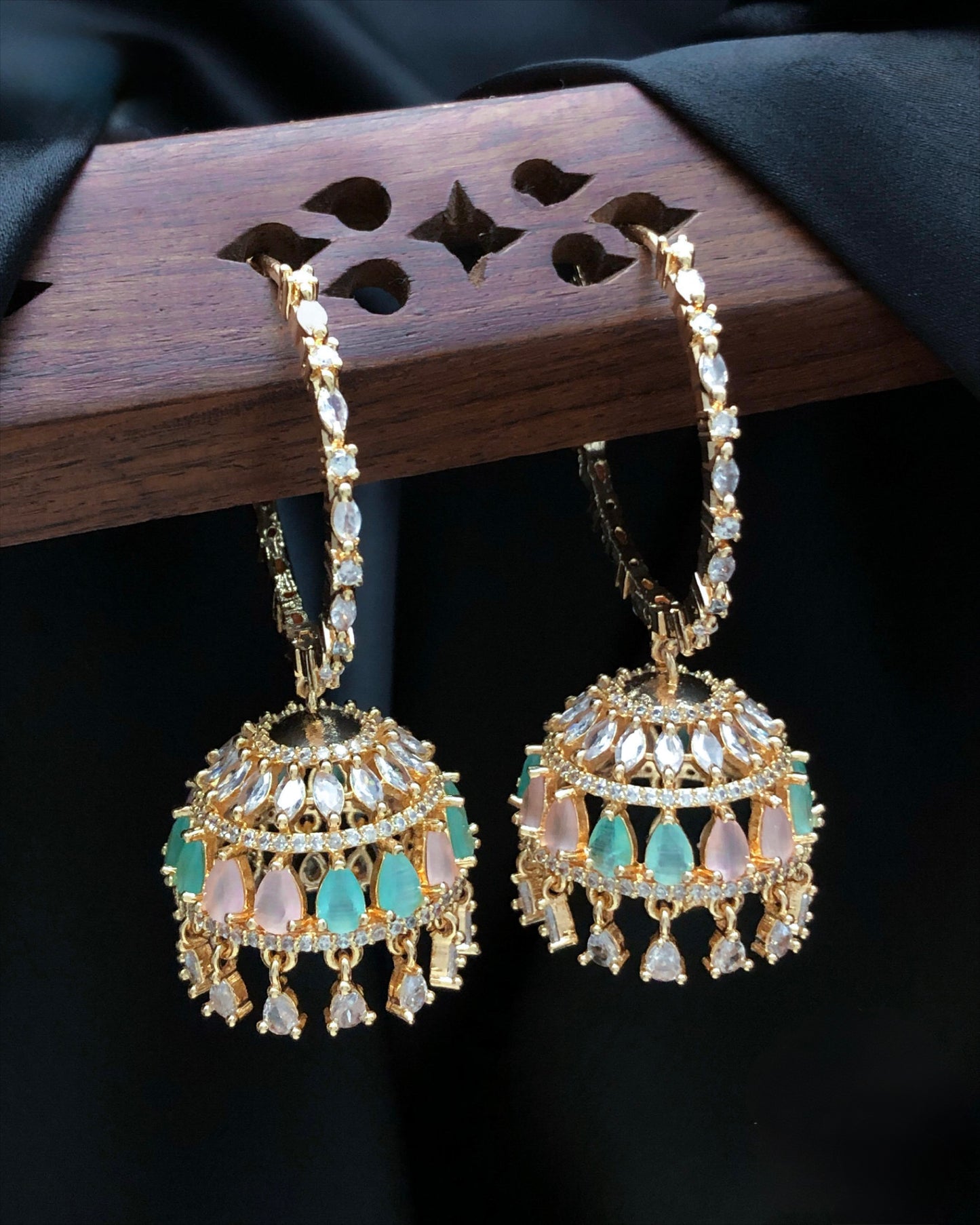 Gold plated American Diamond jhumki