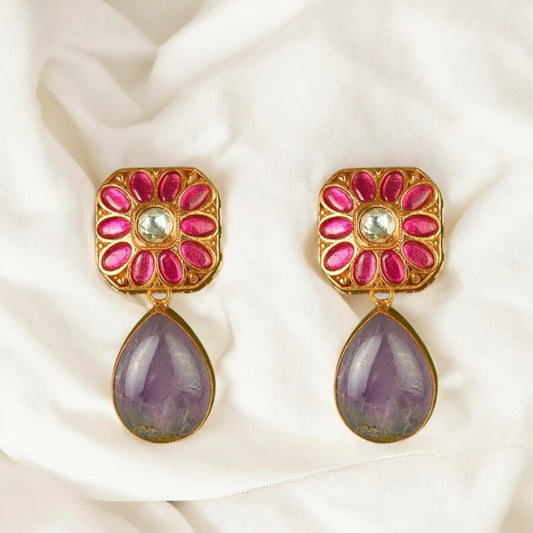 Ruby and purple earrings
