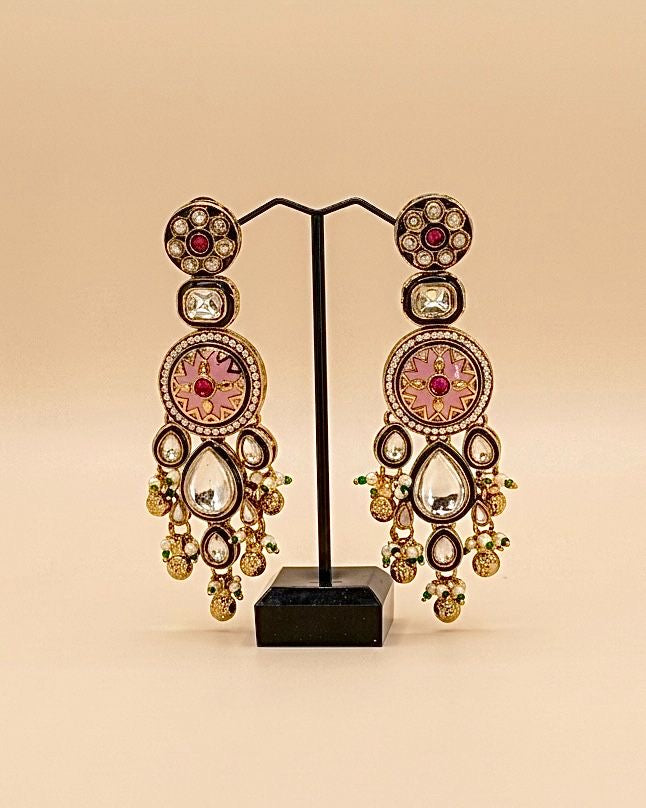 Gold plated kundan earrings