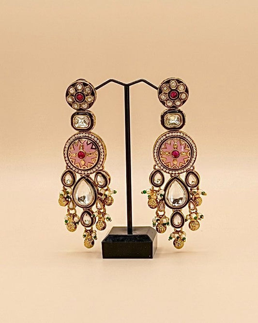 Gold plated kundan earrings