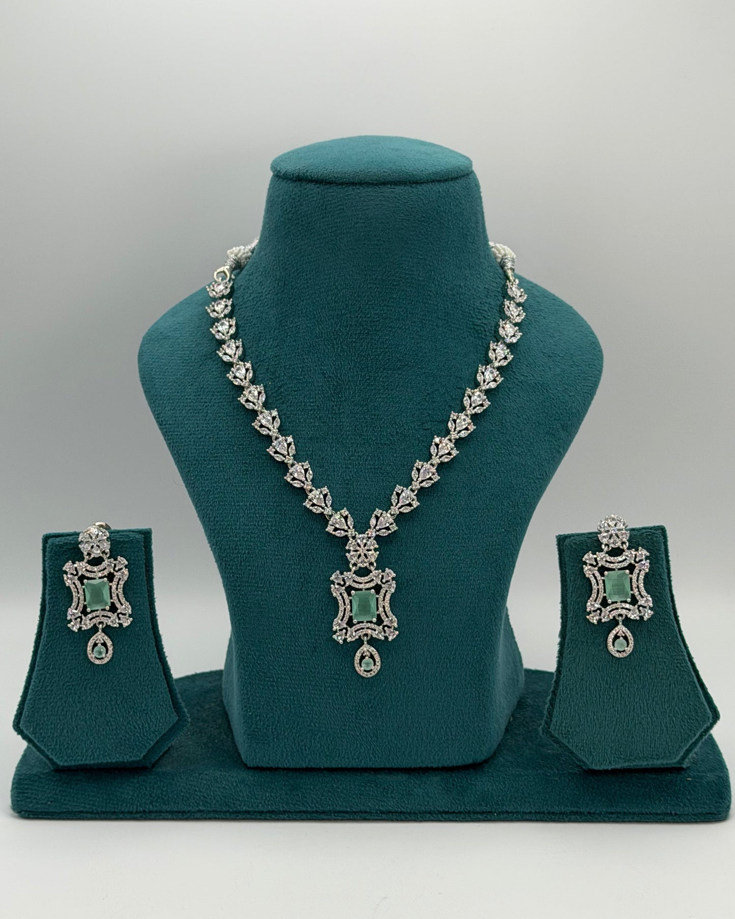 Silver American Diamond necklace set