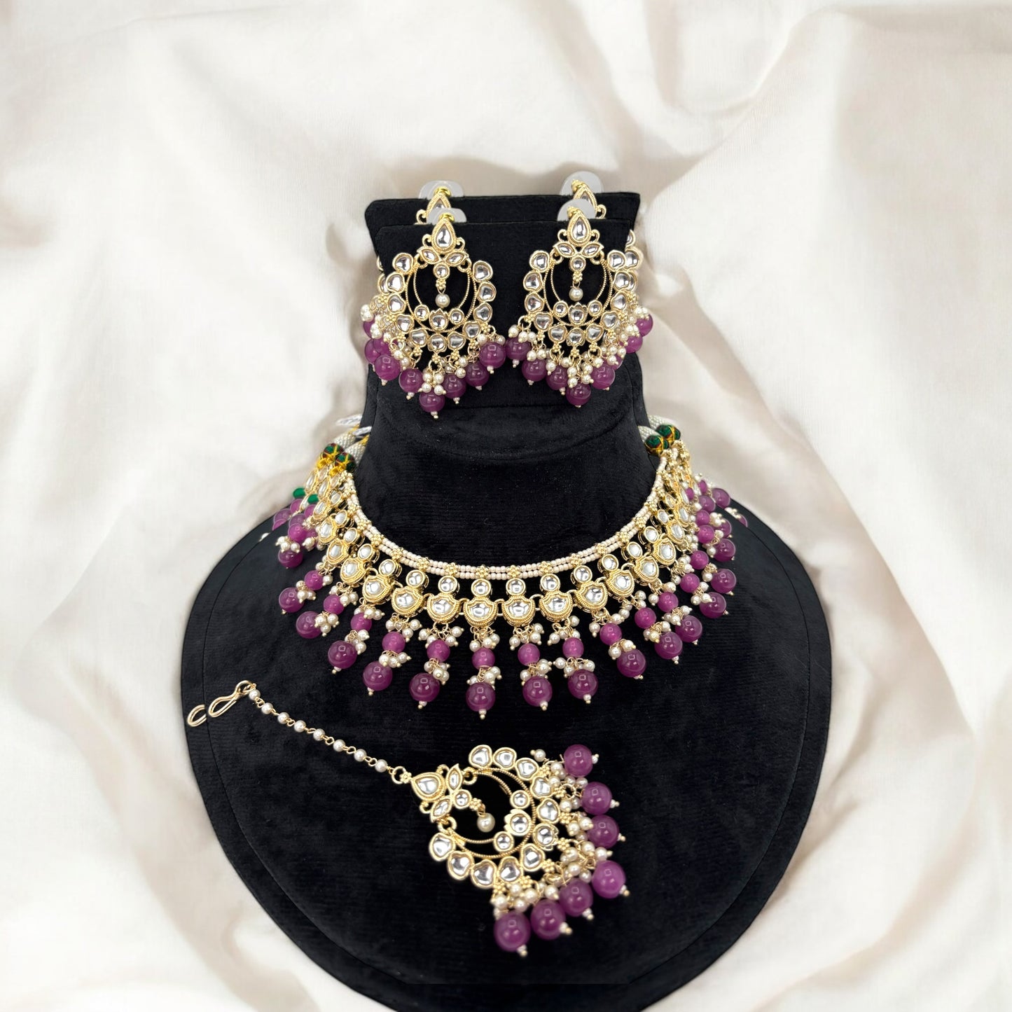 Gold plated beads necklace set