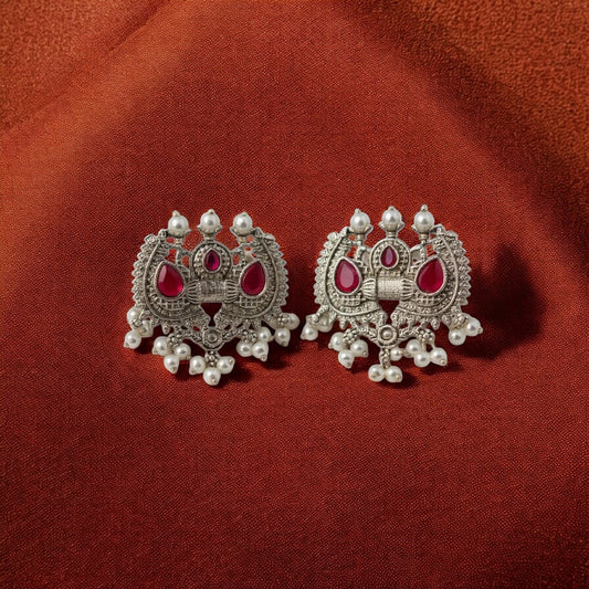 German silver oxidized big studs
