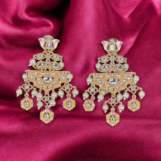 Gold plated kundan earrings