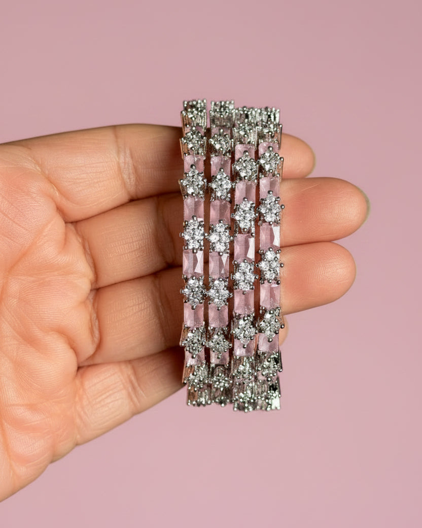 Silver plated American Diamond bangles