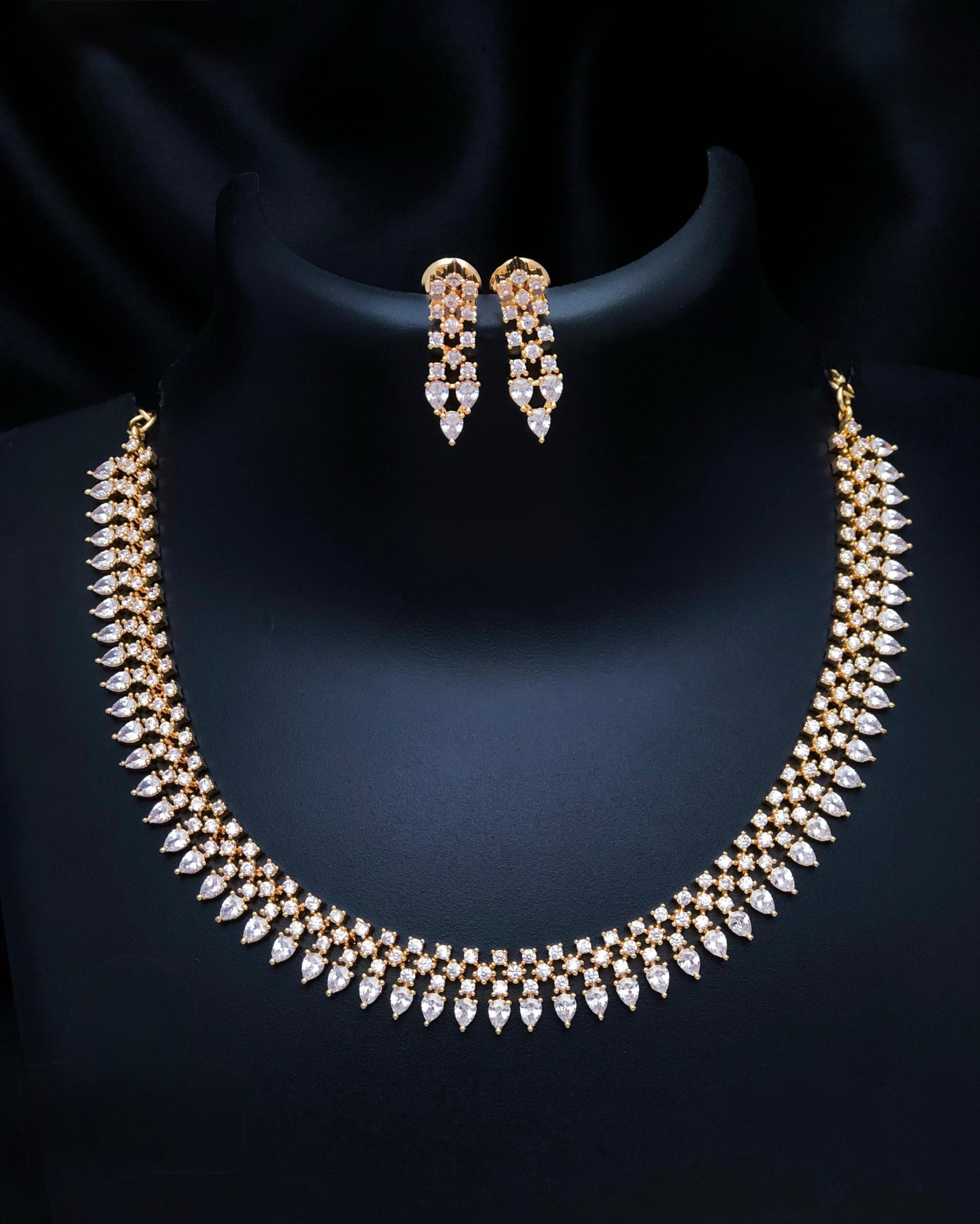 Gold plated American Diamond necklace set
