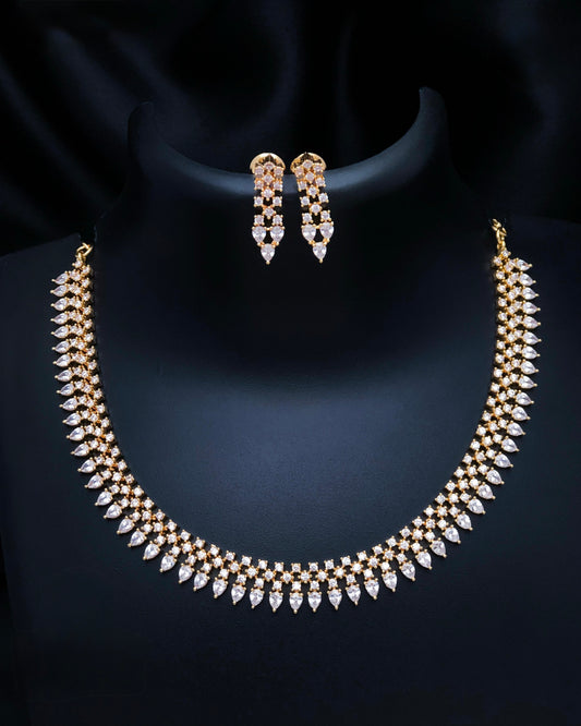 Gold plated American Diamond necklace set
