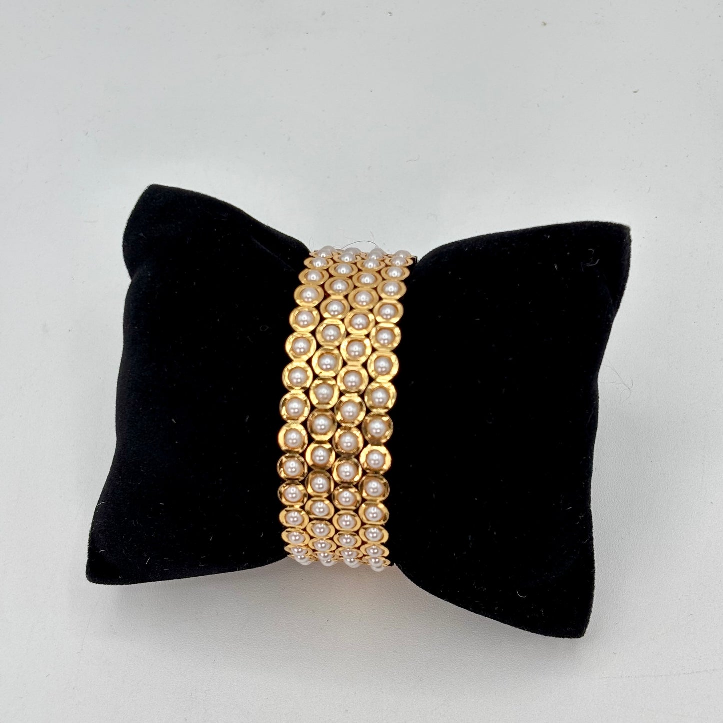 Gold plated pearls bangles