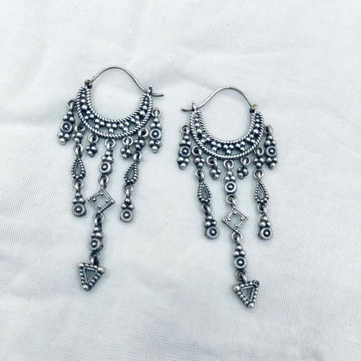 Silver replica oxidized earrings