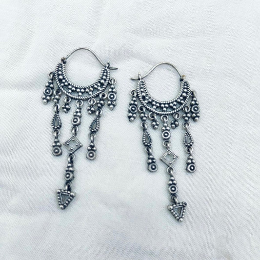 Silver replica oxidized earrings