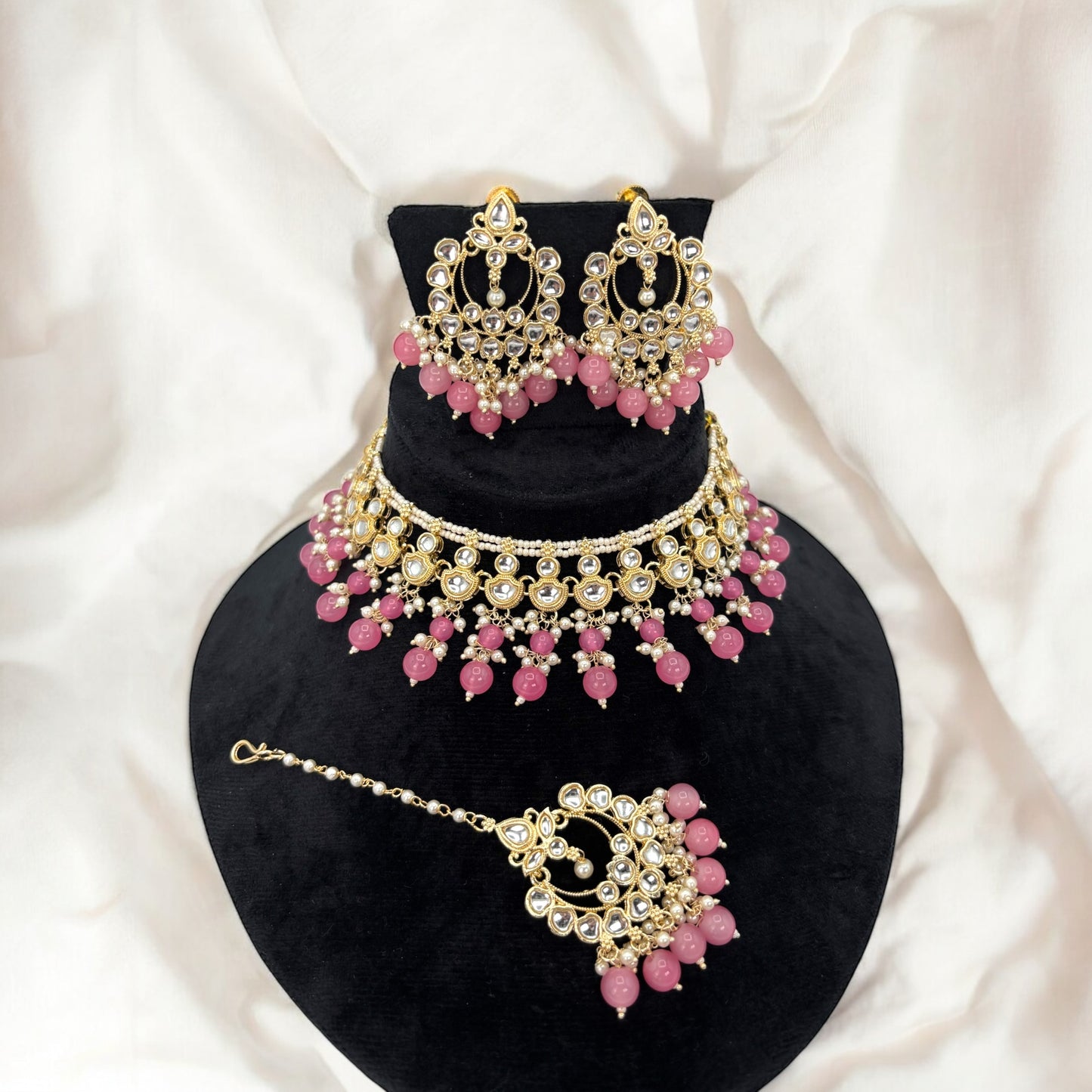 Gold plated beads necklace set
