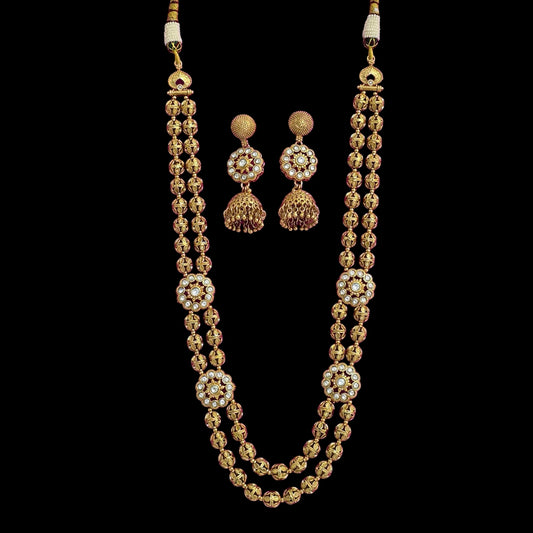 Gold plated long necklace set
