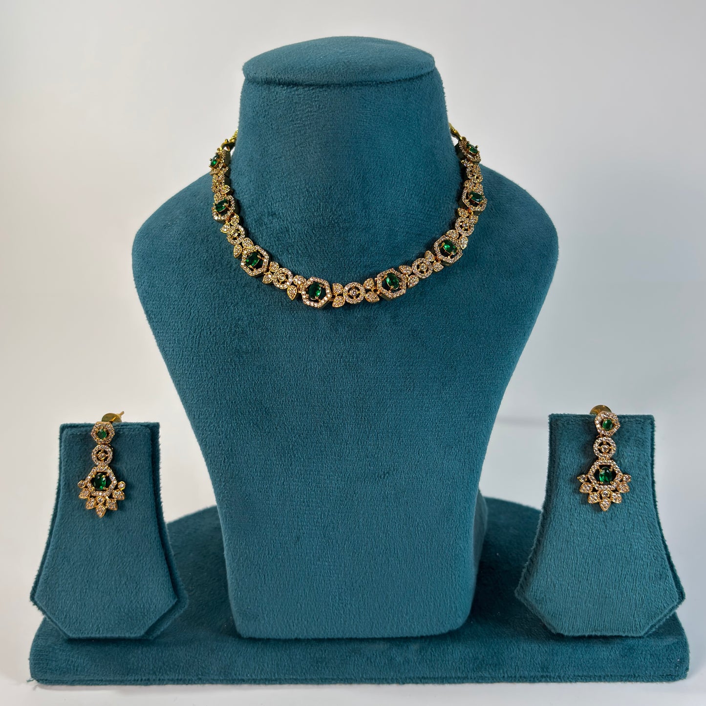 Gold plated American Diamond necklace set