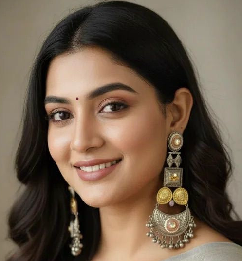 Light weight German silver dual tone earrings