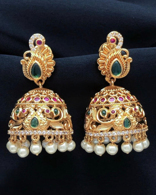 Gold plated American Diamond jhumki