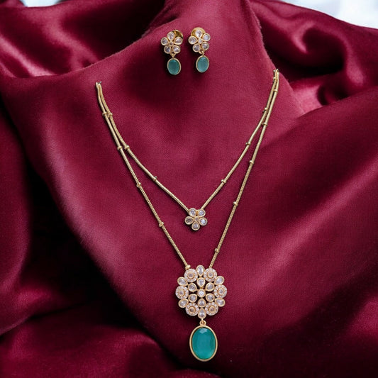 Gold plated two layers necklace set