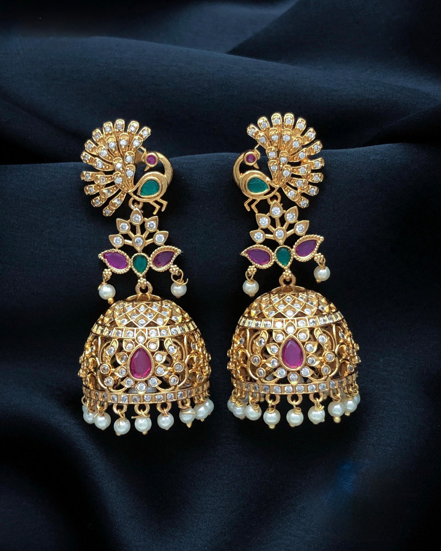 Gold plated American Diamond jhumki