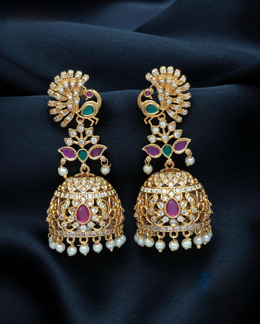Gold plated American Diamond jhumki
