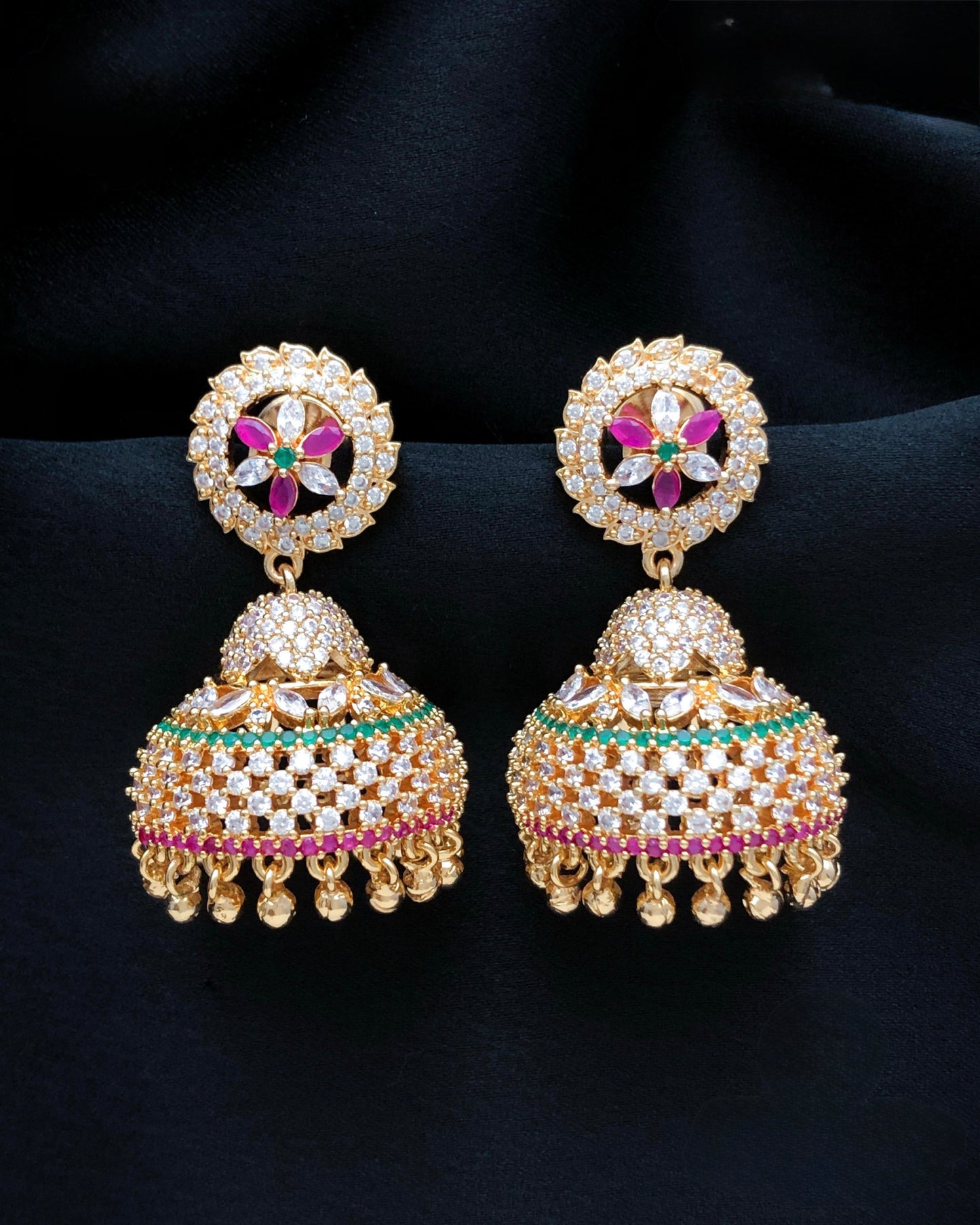 Gold plated American Diamond jhumki