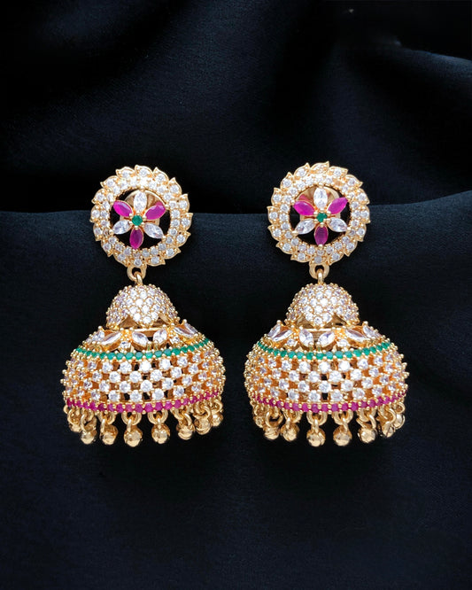Gold plated American Diamond jhumki