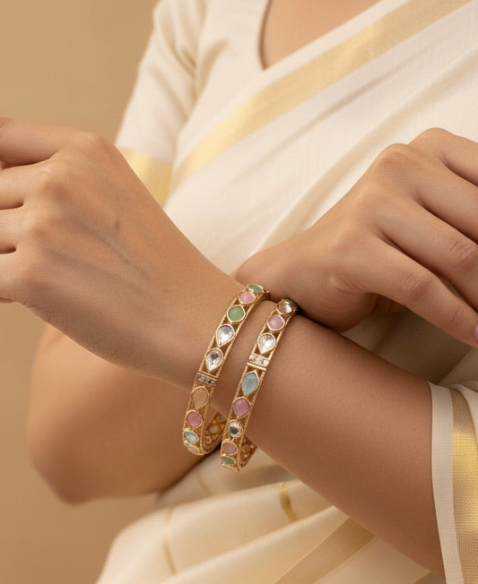 Gold plated openable bangles