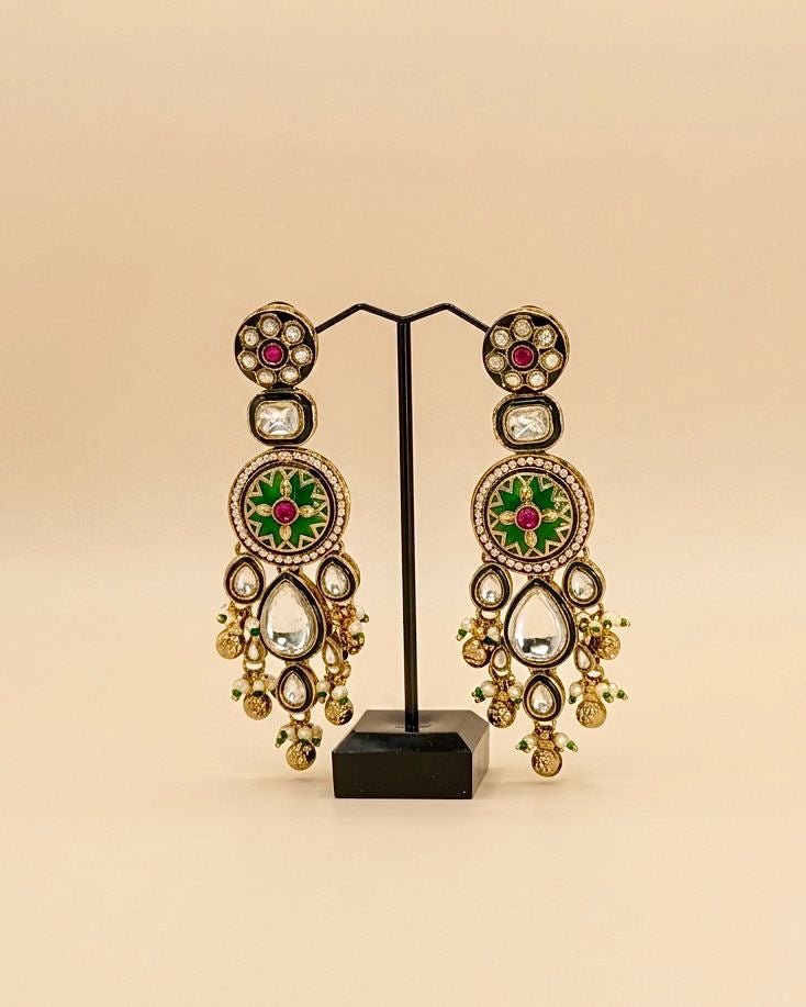Gold plated kundan earrings