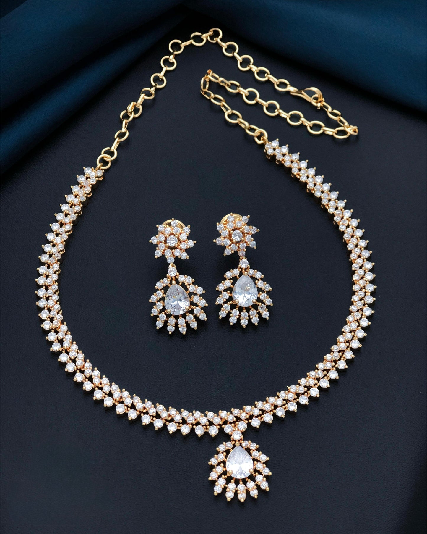Gold plated American Diamond necklace set