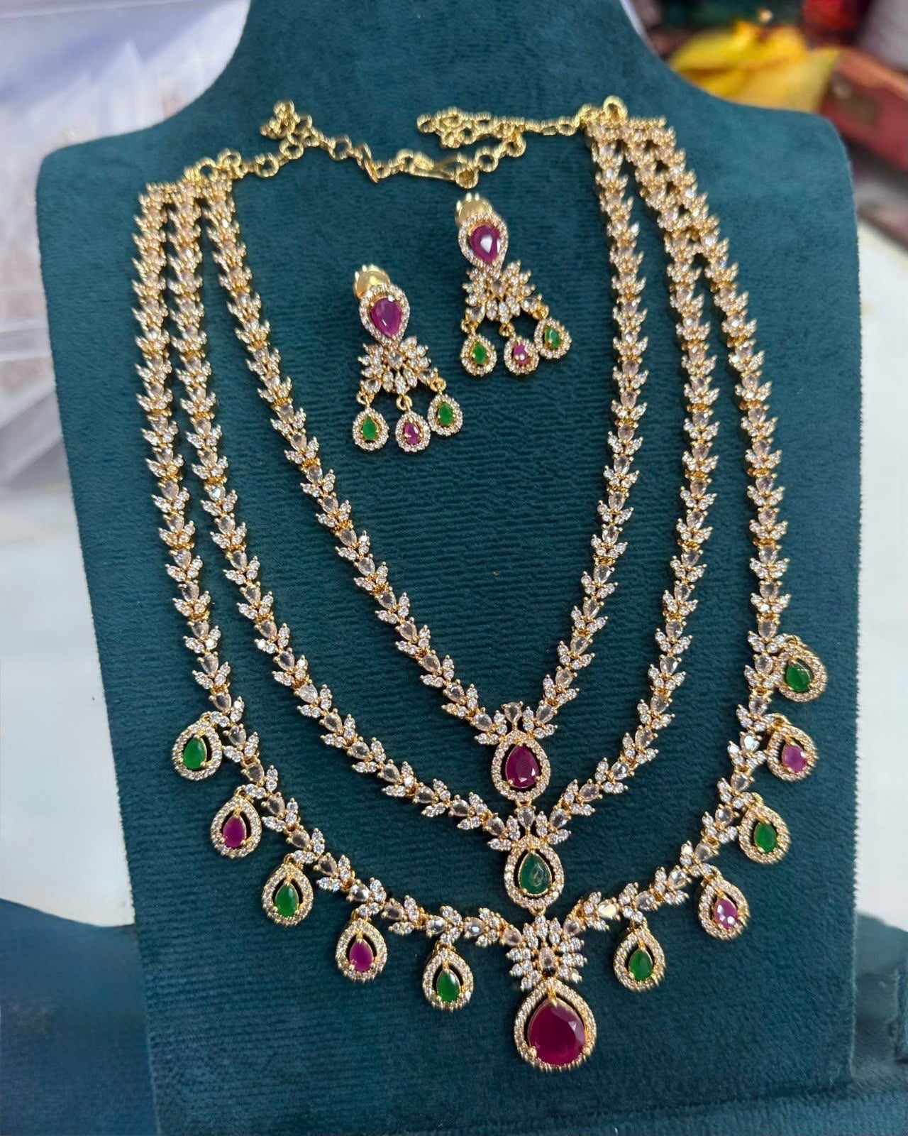 Gold plated 3layers necklace sets