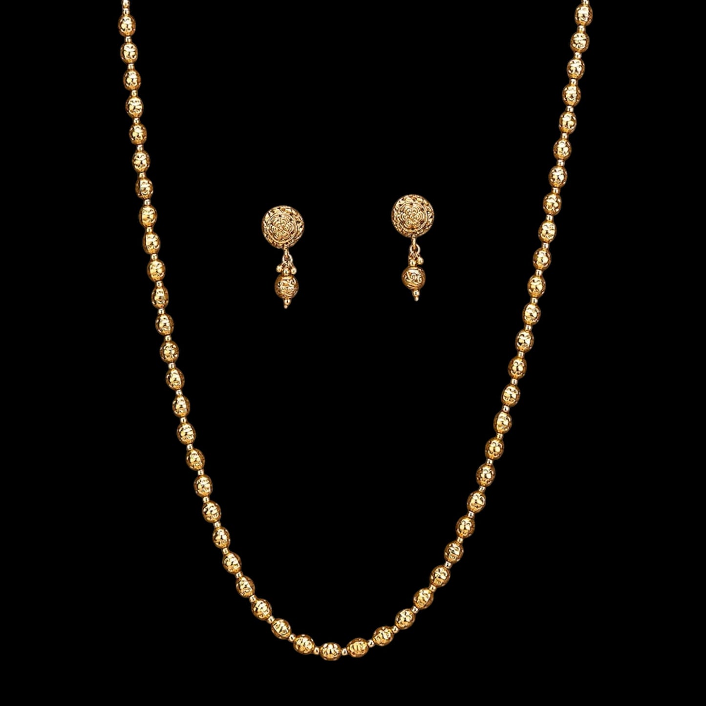 Gold plated long necklace set