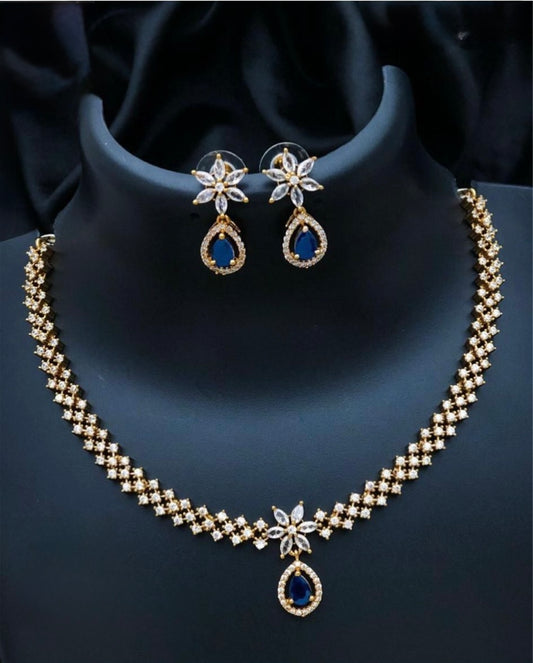 Gold plated American Diamond necklace set