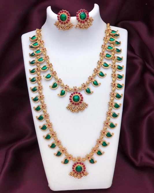 Matte gold plated combo necklace set