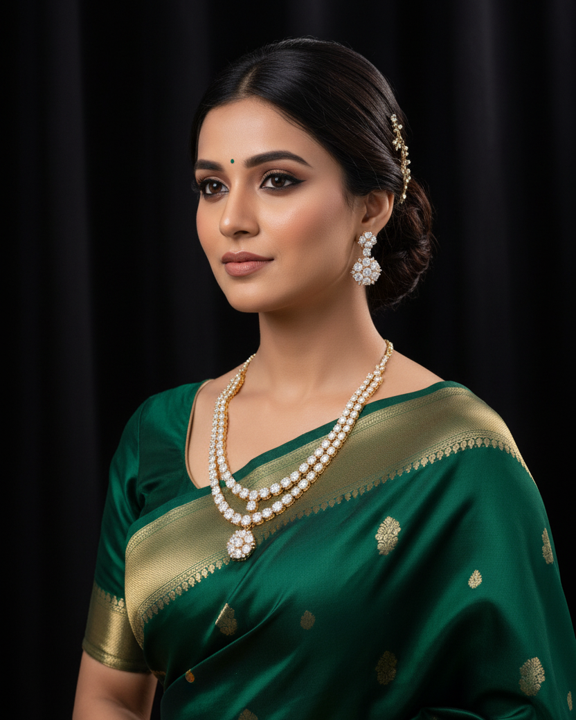 Gold plated 2layers American Diamond necklace set