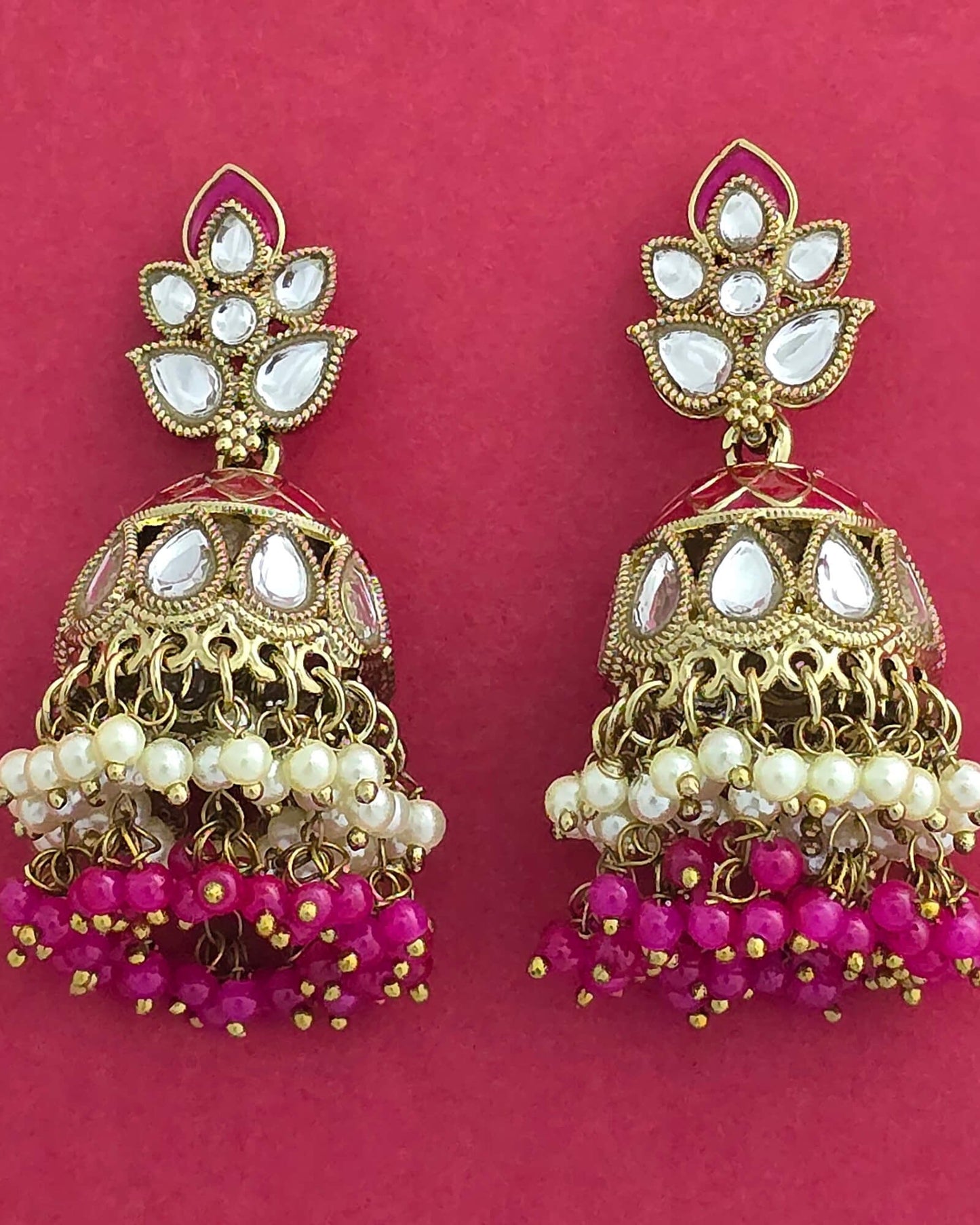 Kundan jhumki with Victorian polish