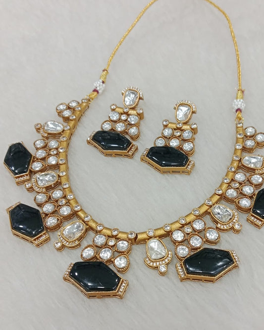 Gold plated kundan necklace set