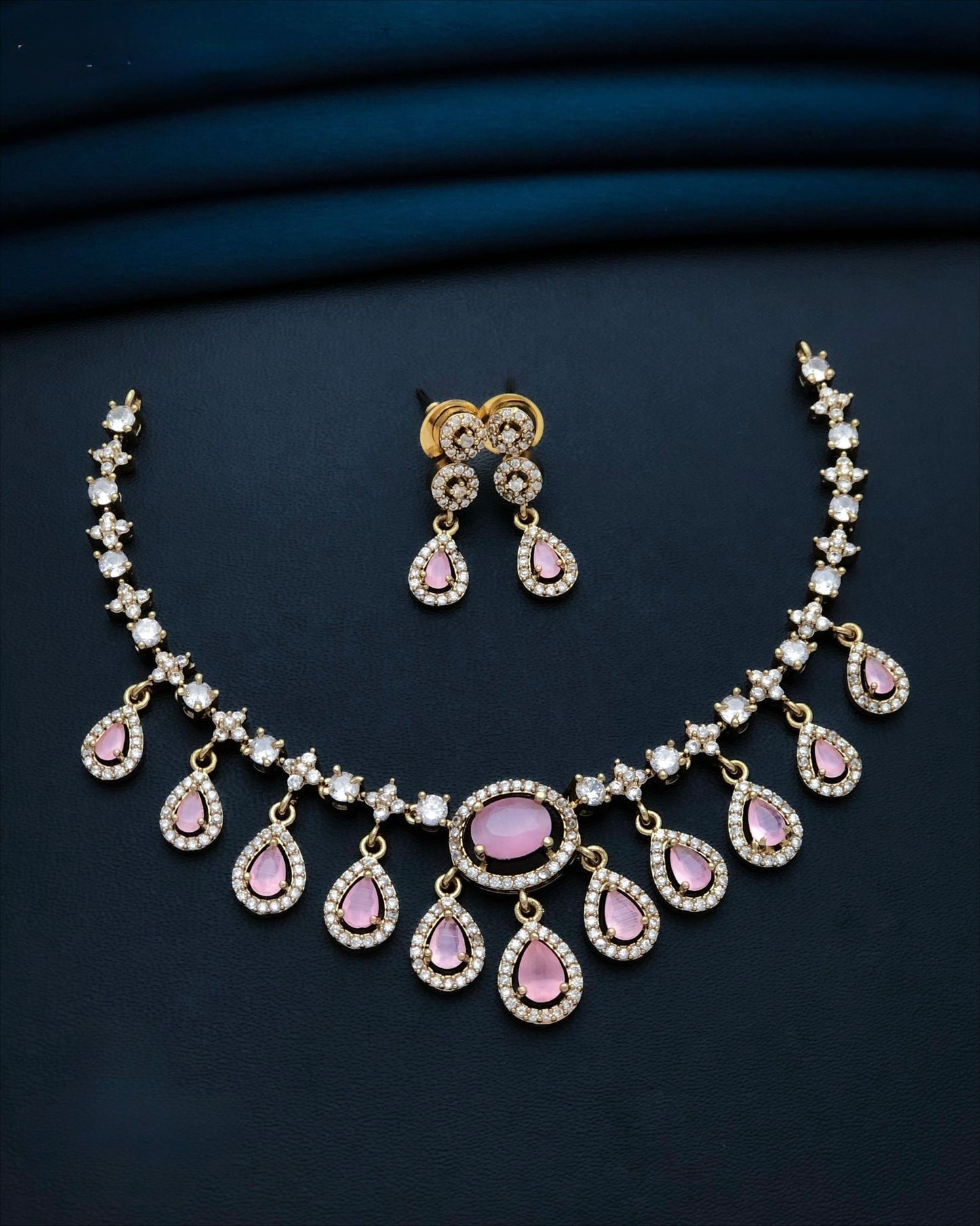 Gold plated American Diamond necklace set