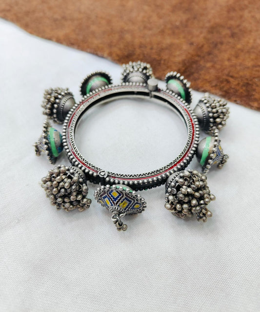Meenakari silver oxidized openable kadas/bracelet