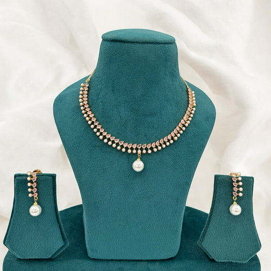 American Diamond necklace set with pearls