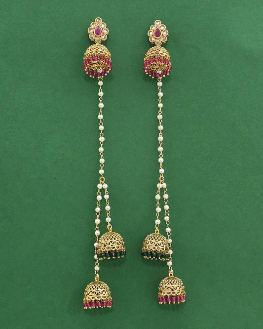 Gold plated long Kashmiri jhumki