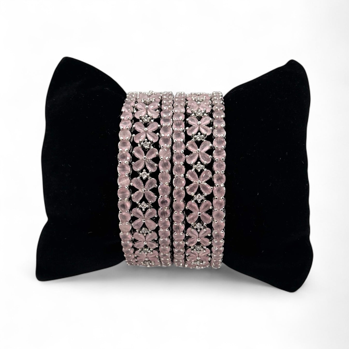AD pink silver bangles set