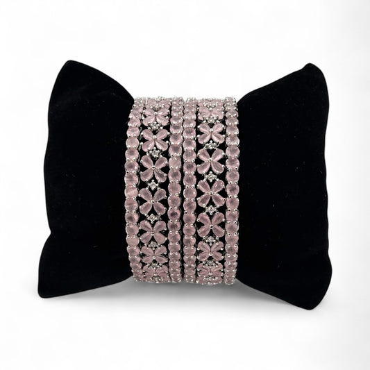 AD pink silver bangles set