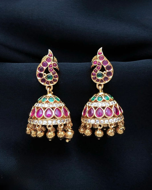 Gold plated American Diamond jhumki