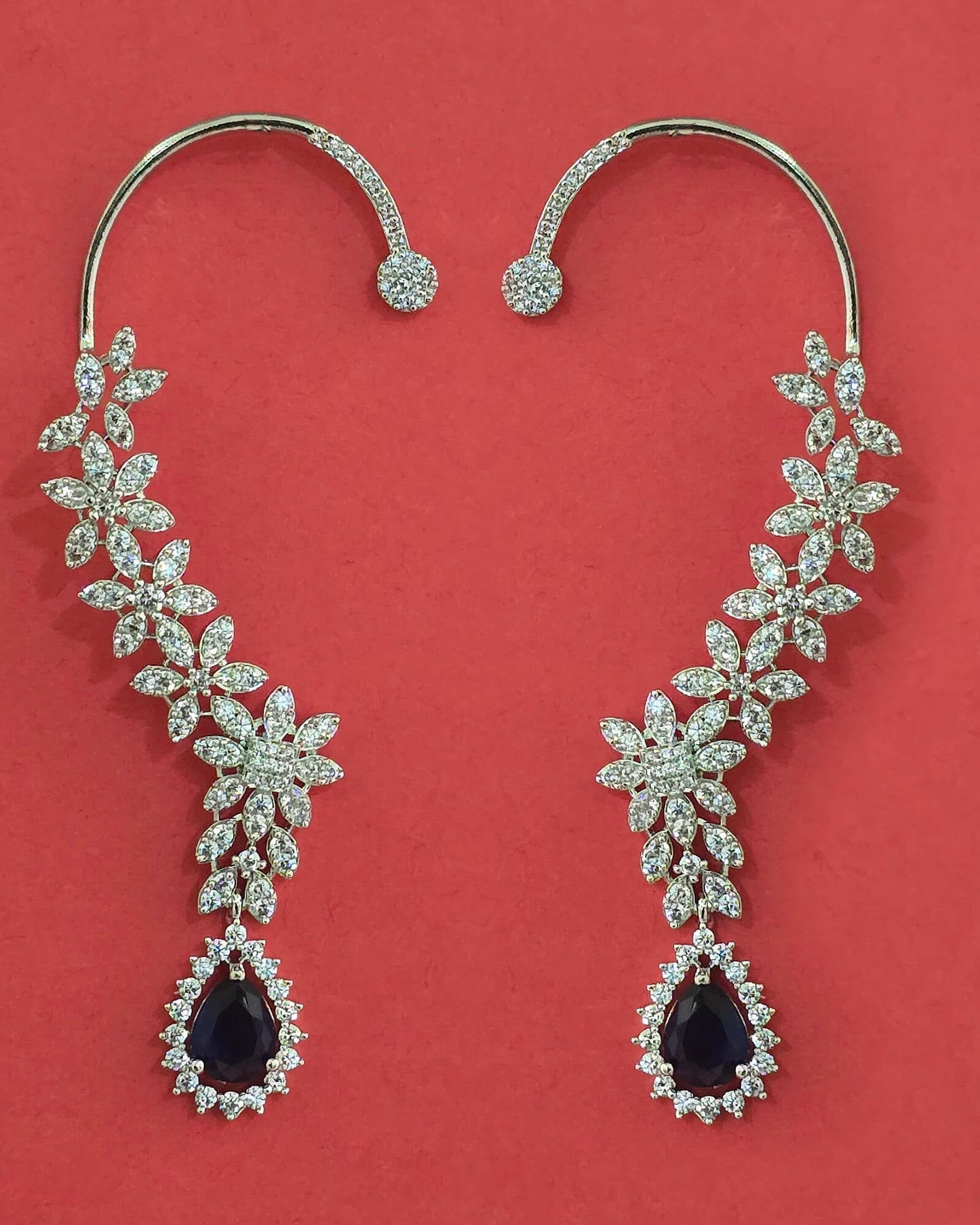 Silver American Diamond earcuffs