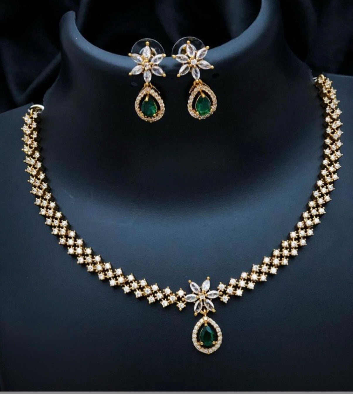 Gold plated American Diamond necklace set