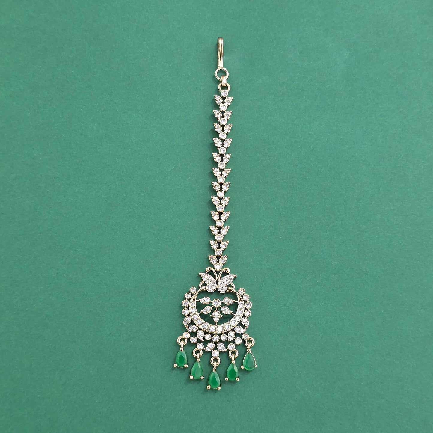 American Diamond mehndi plated matha tikka