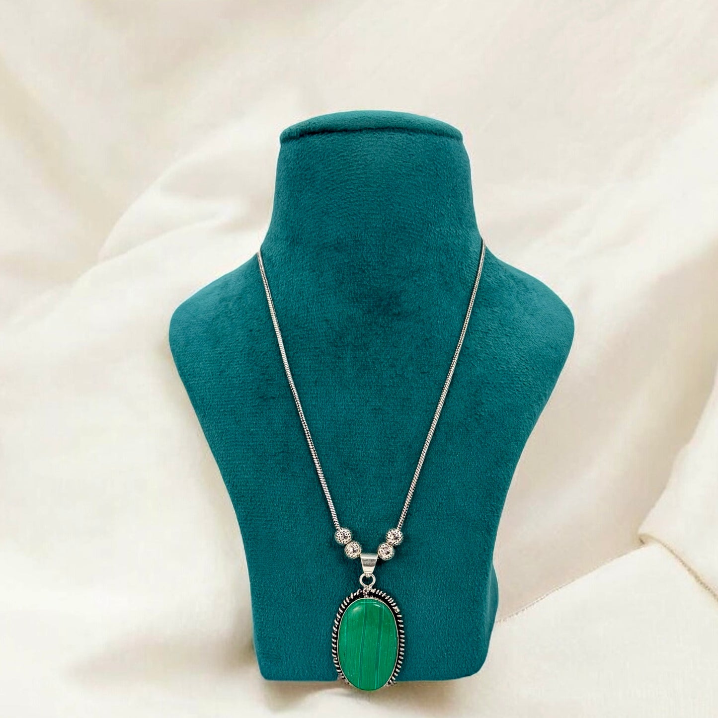 Silver oxidized long chain pendant necklace