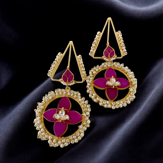 Natural stones pink earrings
